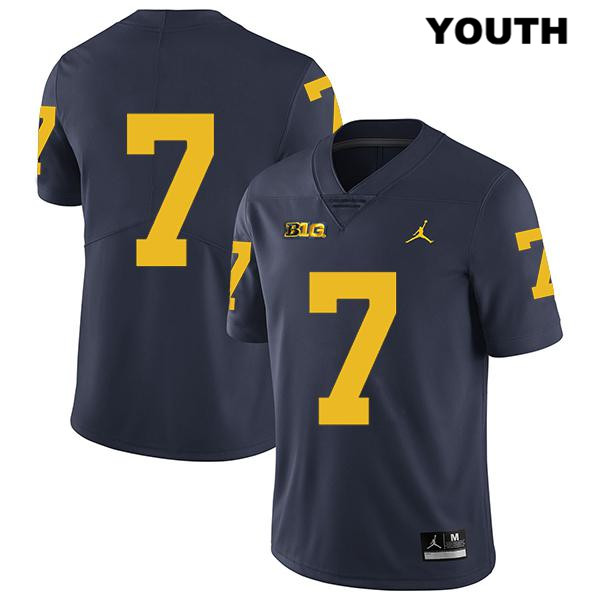Youth NCAA Michigan Wolverines Khaleke Hudson #7 No Name Navy Jordan Brand Authentic Stitched Legend Football College Jersey TN25B84YX